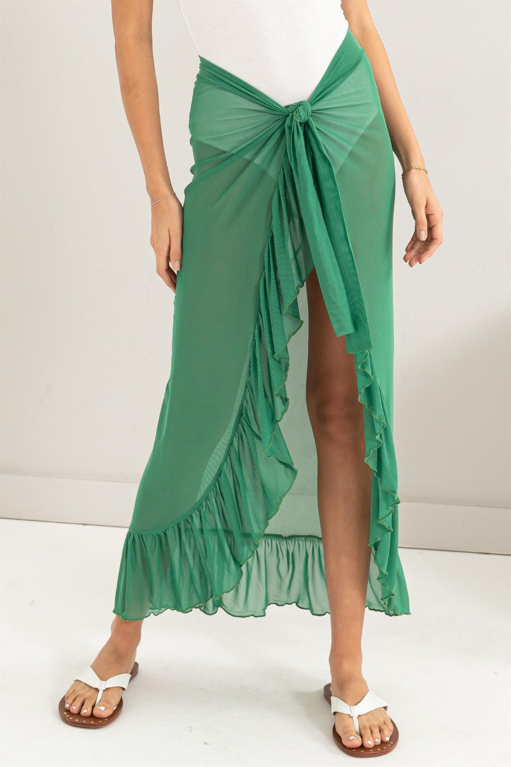 Buy Ruffle Trim Cover Up Sarong Skirt by Faz