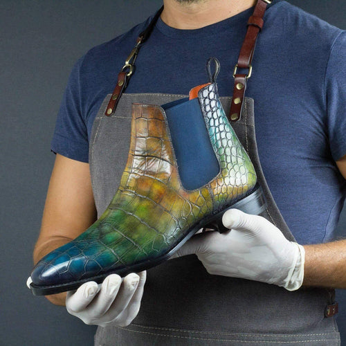 Buy 007 Croc Chelsea Patina Boots by Que Shebley