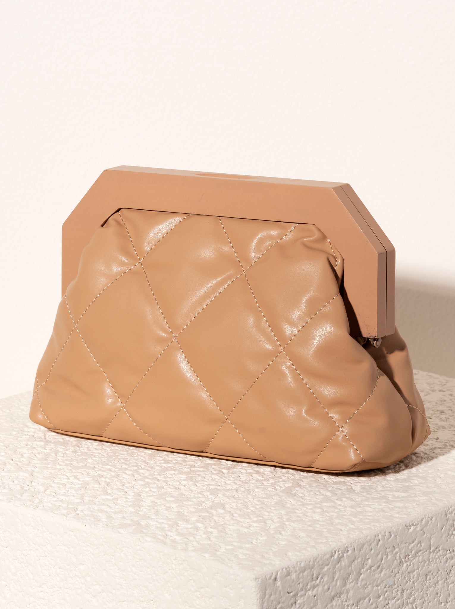 Bailey Quilted Clutch, Tan