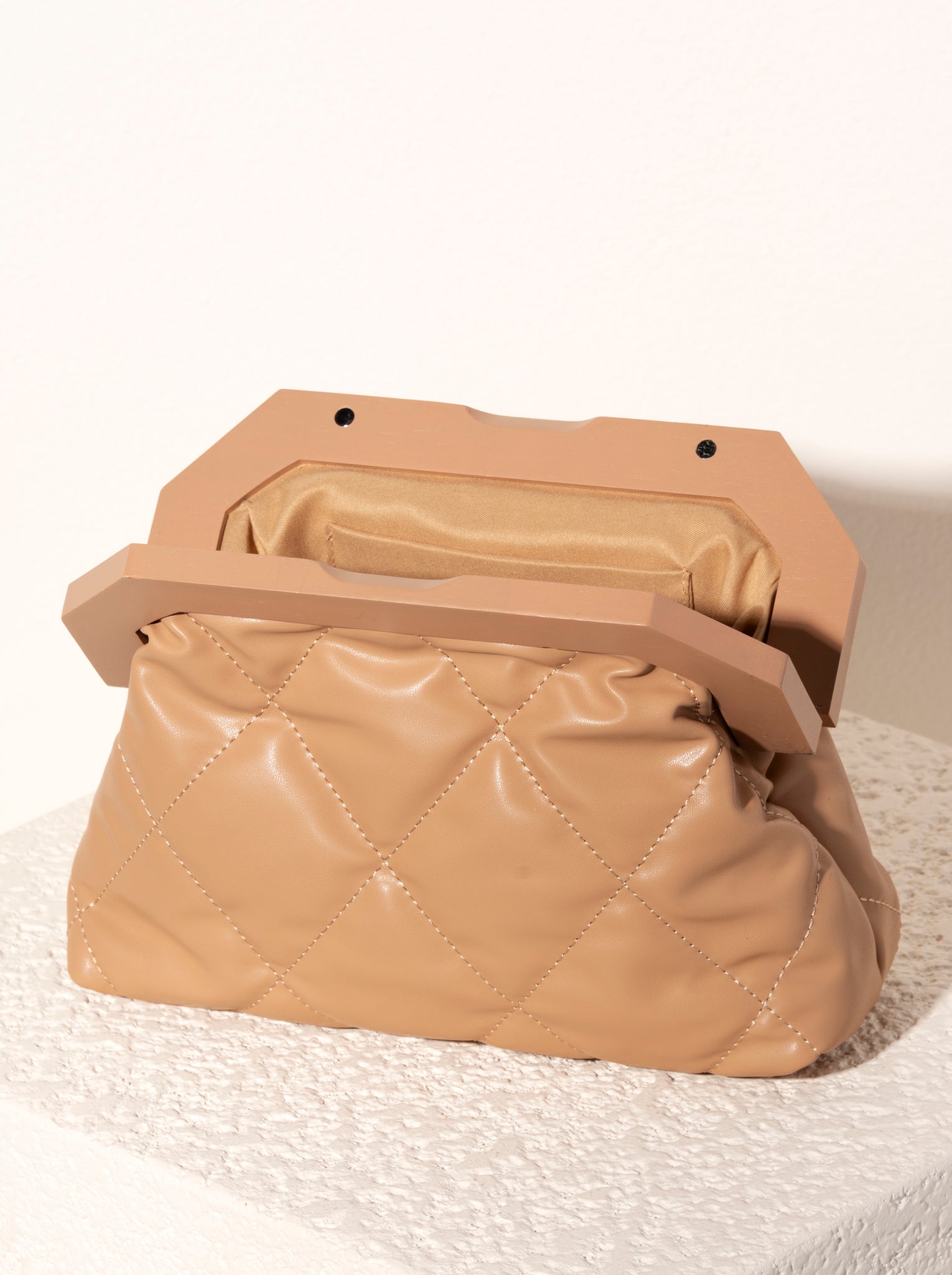 Bailey Quilted Clutch, Tan