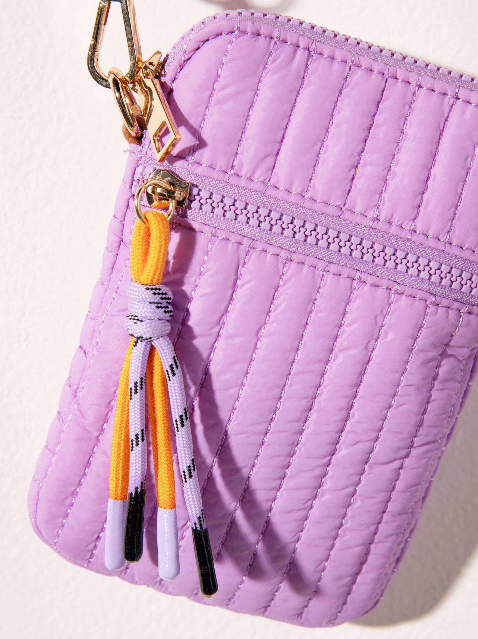 Ezra Quilted Nylon Phone Holder, Lilac