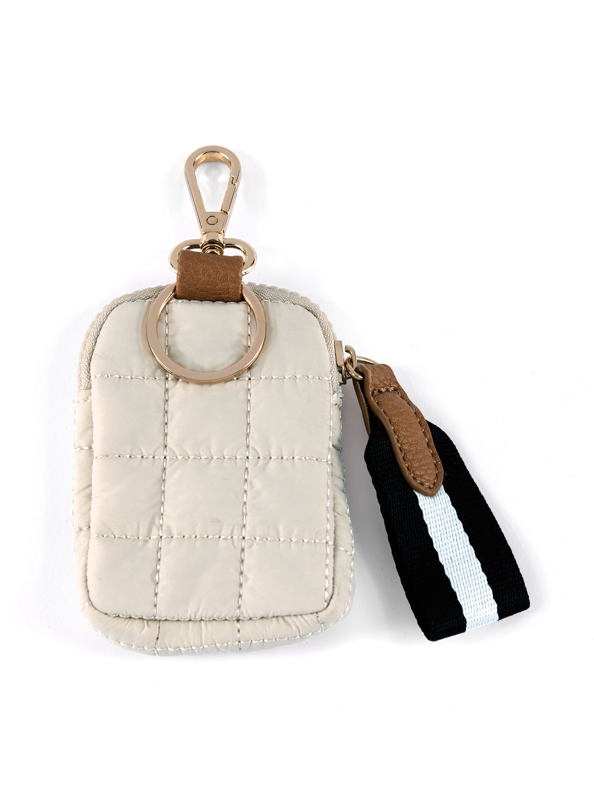 Ezra Quilted Nylon Clip-On Pouch, Ivory