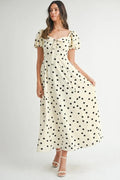 Buy Polka Dot Puff Sleeve Midi Dress by Faz