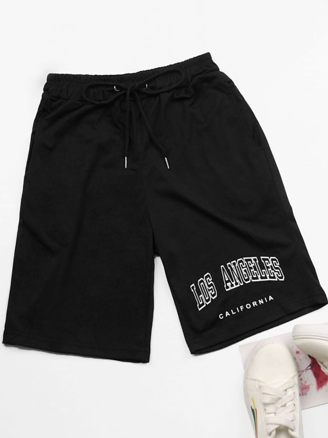Buy LOS ANGELES CALIFORNIA Graphic Drawstring Shorts by Faz