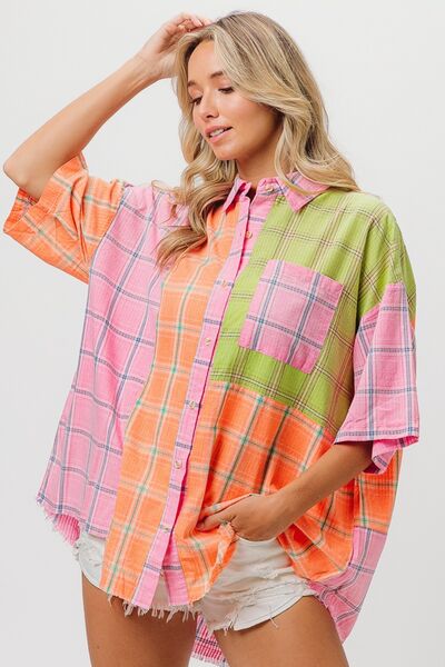 Buy Plaid Collared Neck Half Sleeve Shirt by BiBi