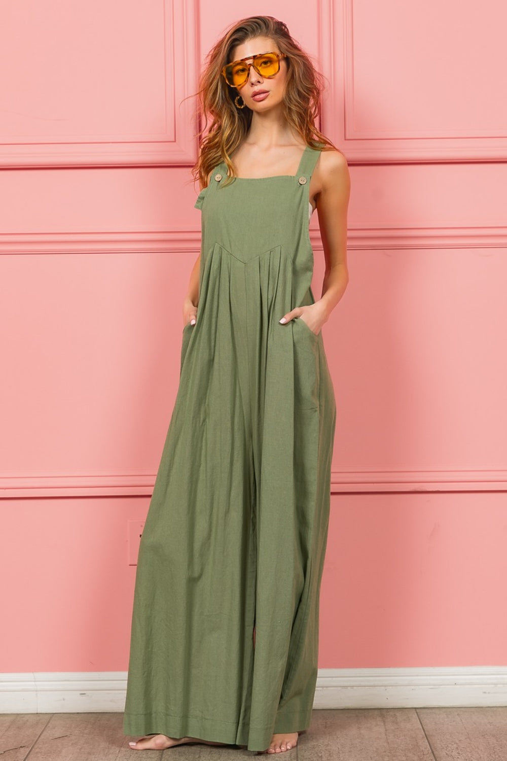 Buy Ruched Wide Leg Overalls with Pockets by Faz