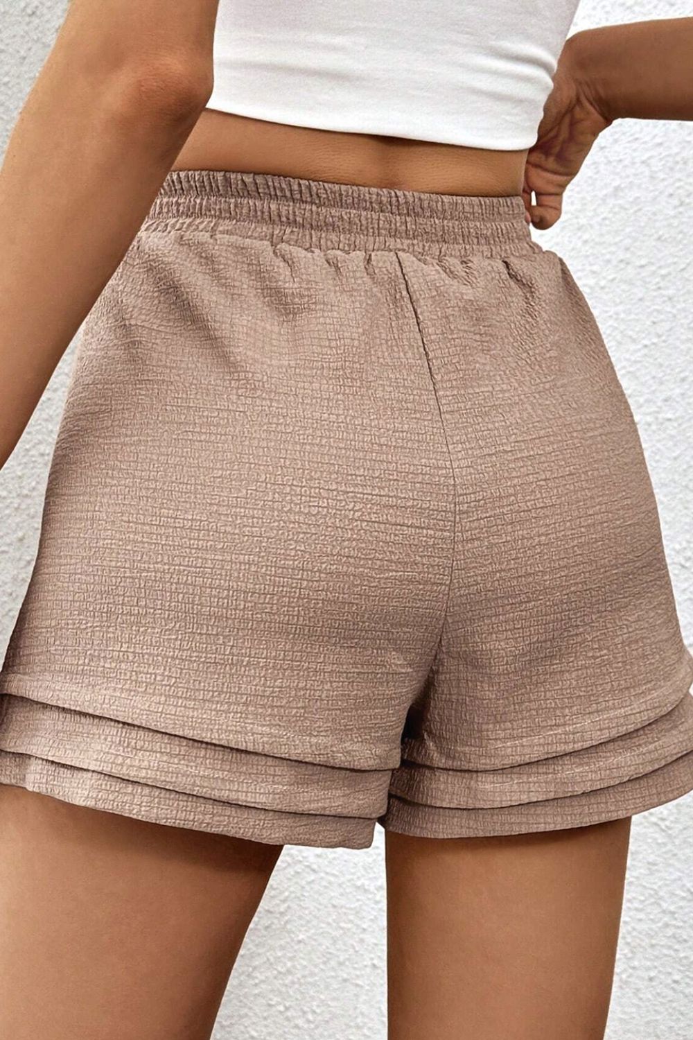 Buy Textured Tiered Edge High Waist Shorts by Faz