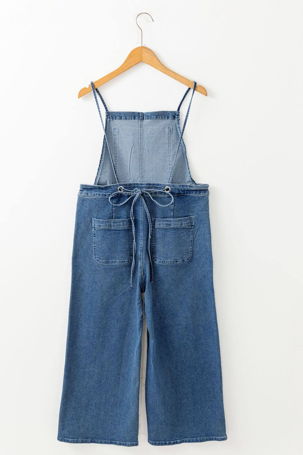 Buy Adjustable Tie Straps Wide Leg Denim Overalls by Faz