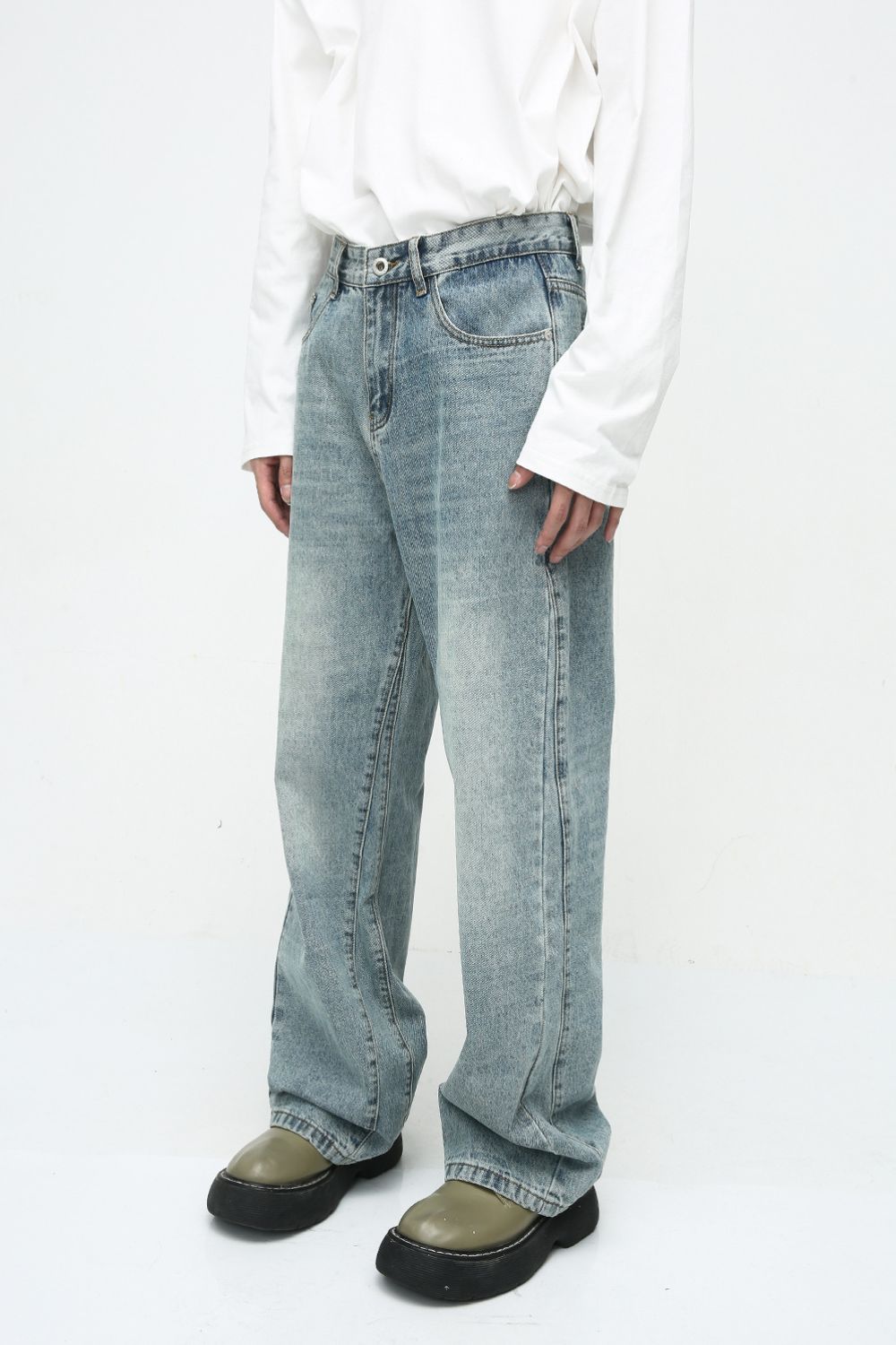 Buy Mid Rise Jeans with Pockets by Faz