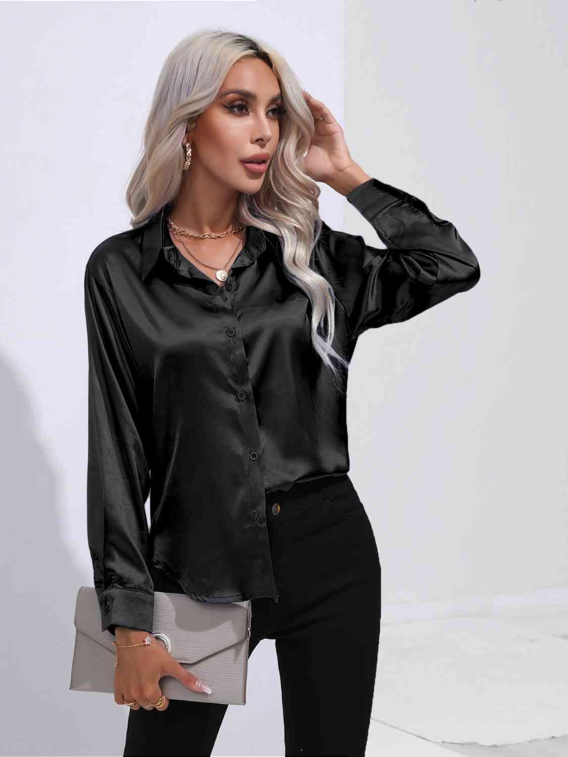 Buy Collared Neck Buttoned Long Sleeve Shirt by B&S