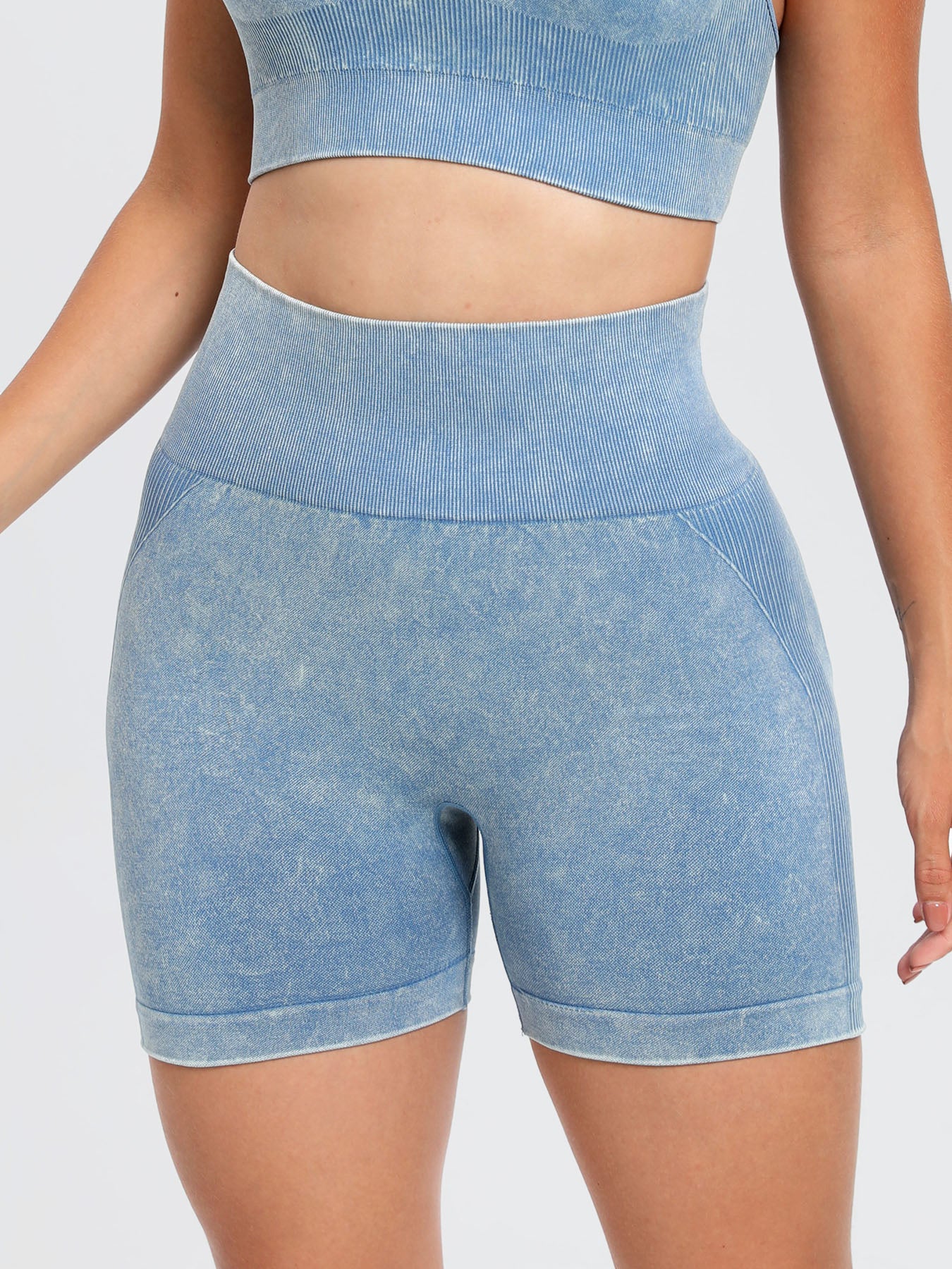 Buy Washed High Waist Active Shorts by Faz