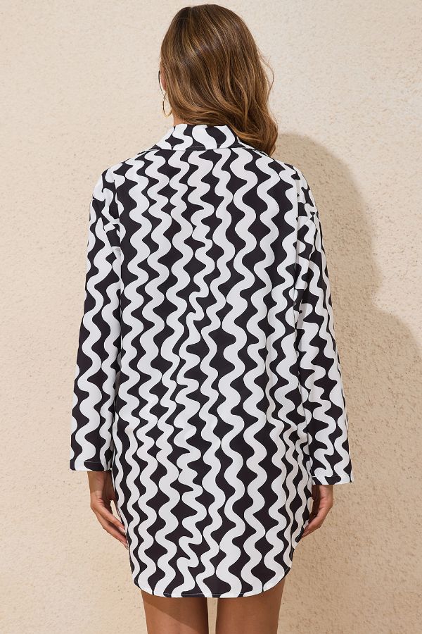 Buy Button Down Contrast Striped Cover-Up by Faz