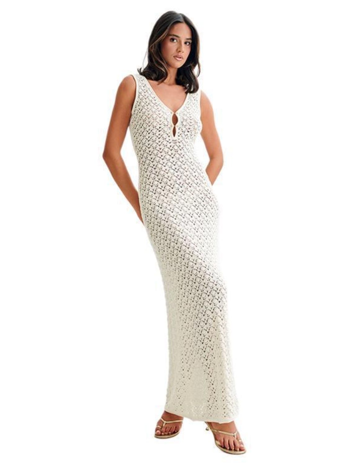 Buy Openwork Sleeveless Maxi Dress by Faz