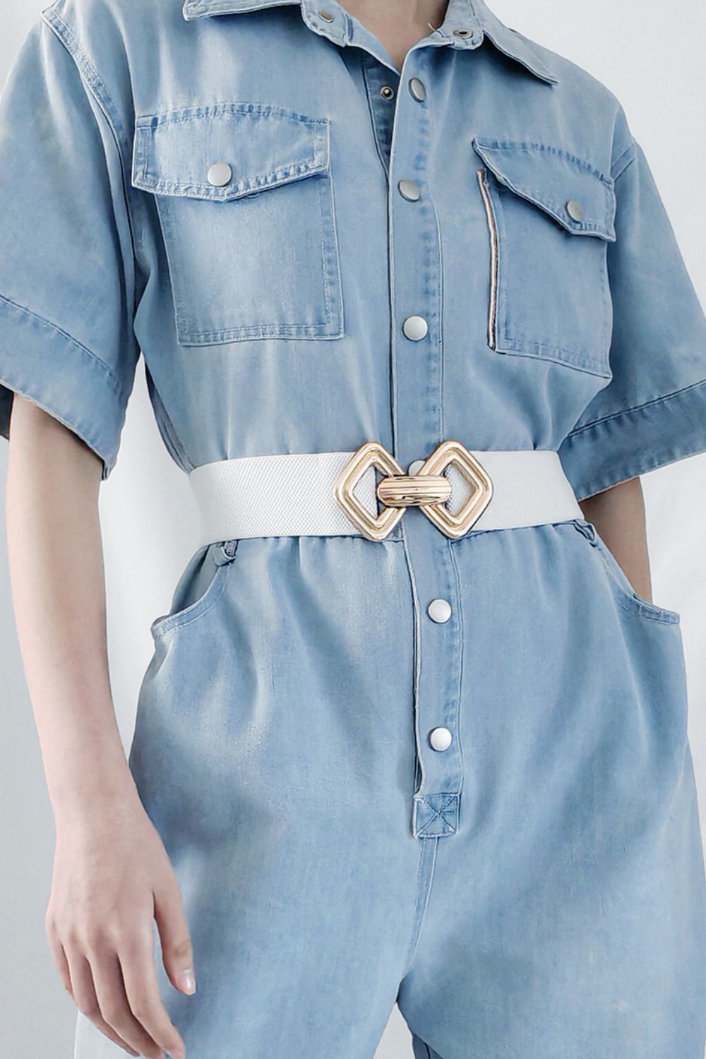 Buy Geometric Buckle Elastic Wide Belt by Faz