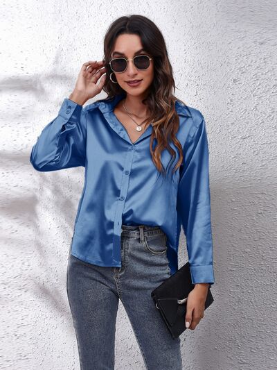 Buy Button Up Collared Neck Long Sleeve Shirt by B&S