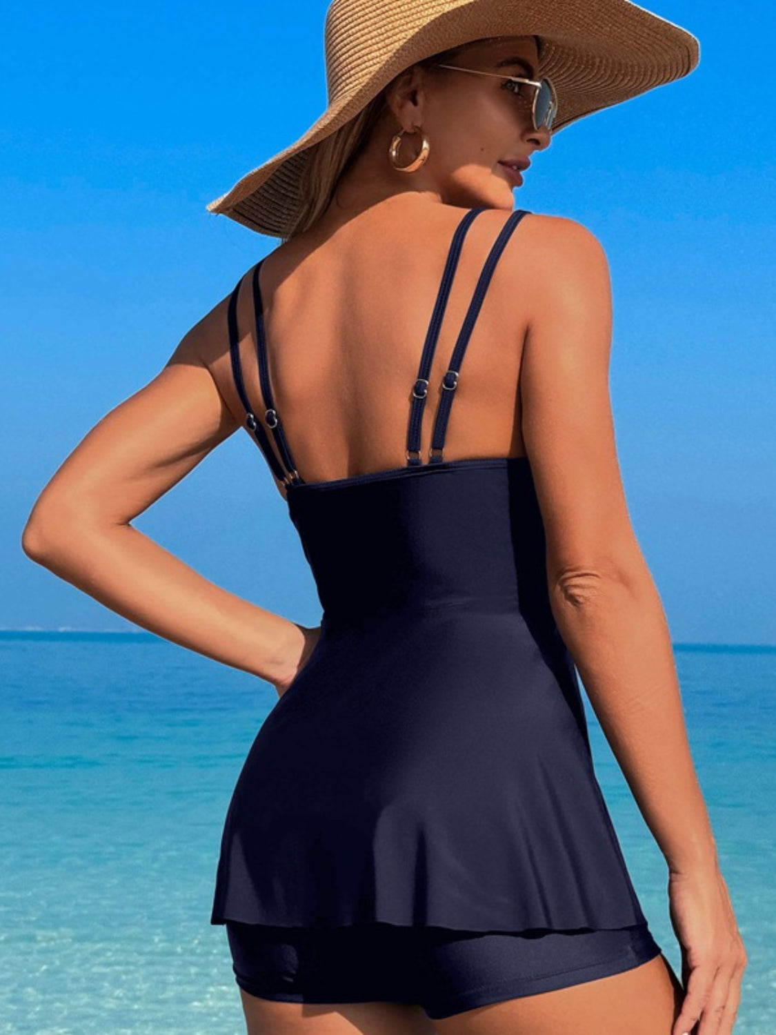 Buy Scoop Neck Double Spaghetti Strap Top and Shorts Set by Faz