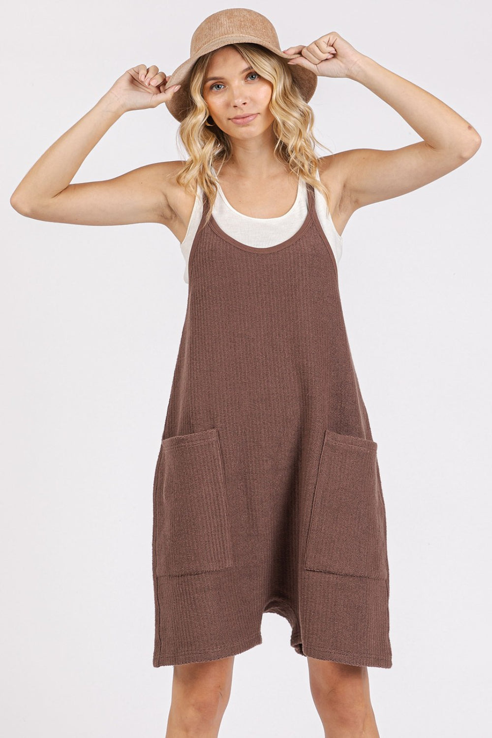 Buy Scoop Neck Spaghetti Strap Overalls with Pockets by Faz