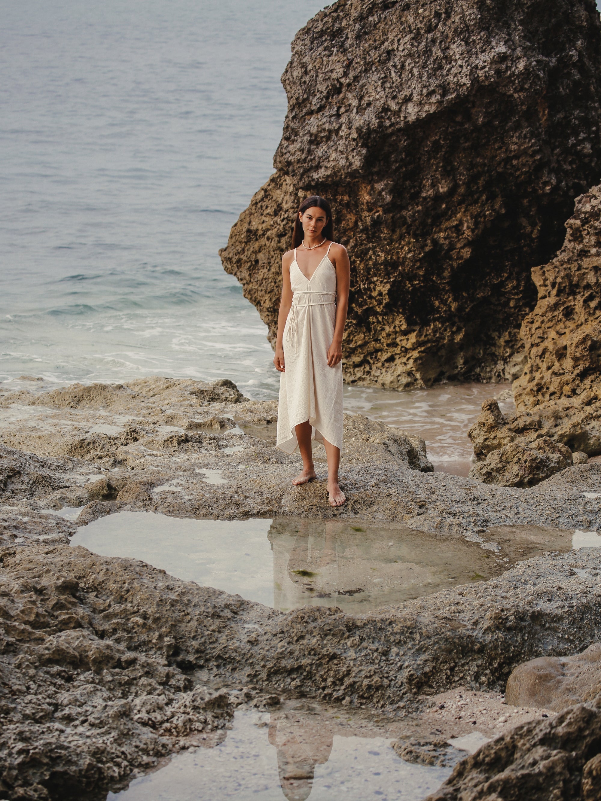 Buy Sage Maxi Dress - Gold Stripes by The Handloom