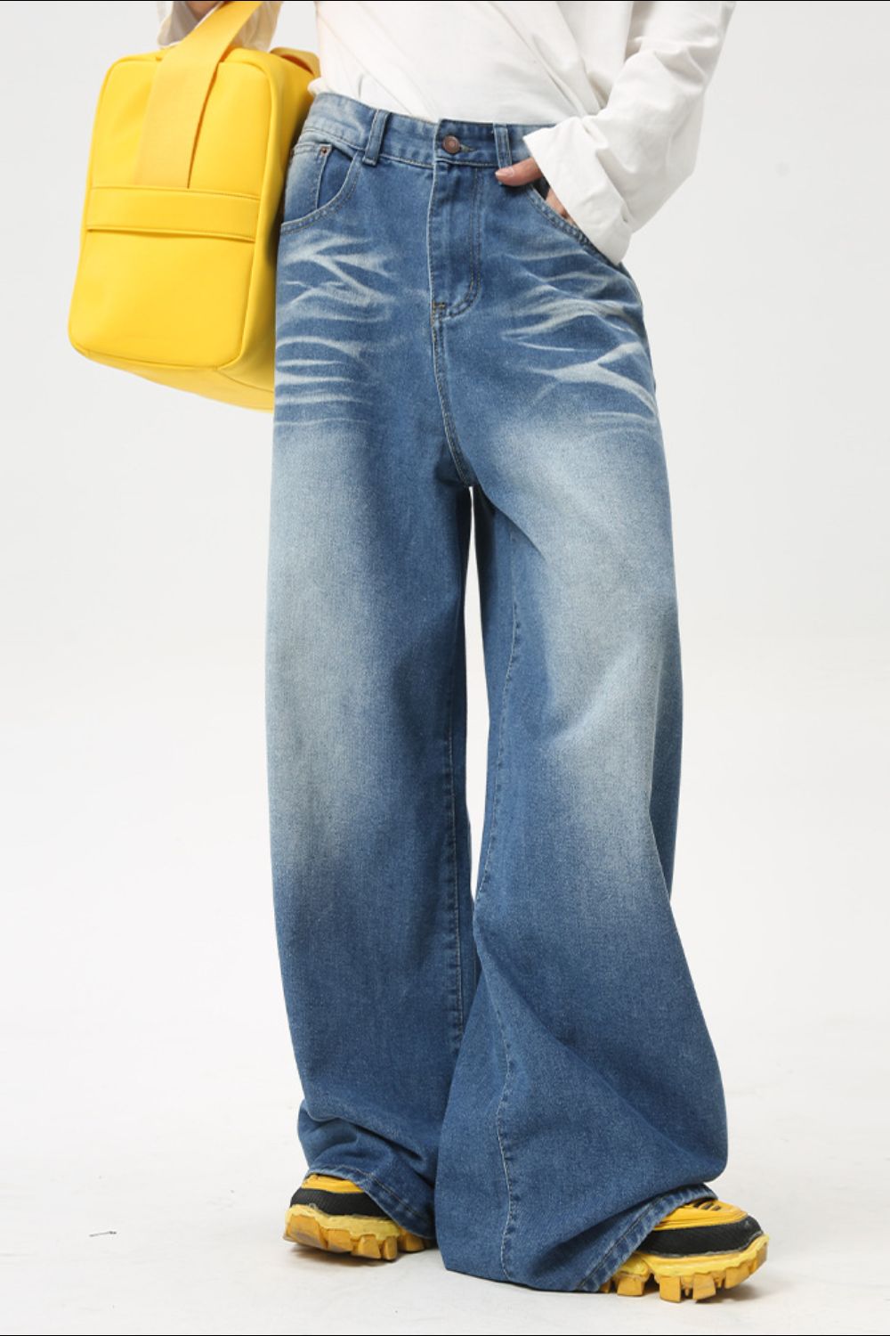 Buy Wide Leg Jeans with Pockets by Faz