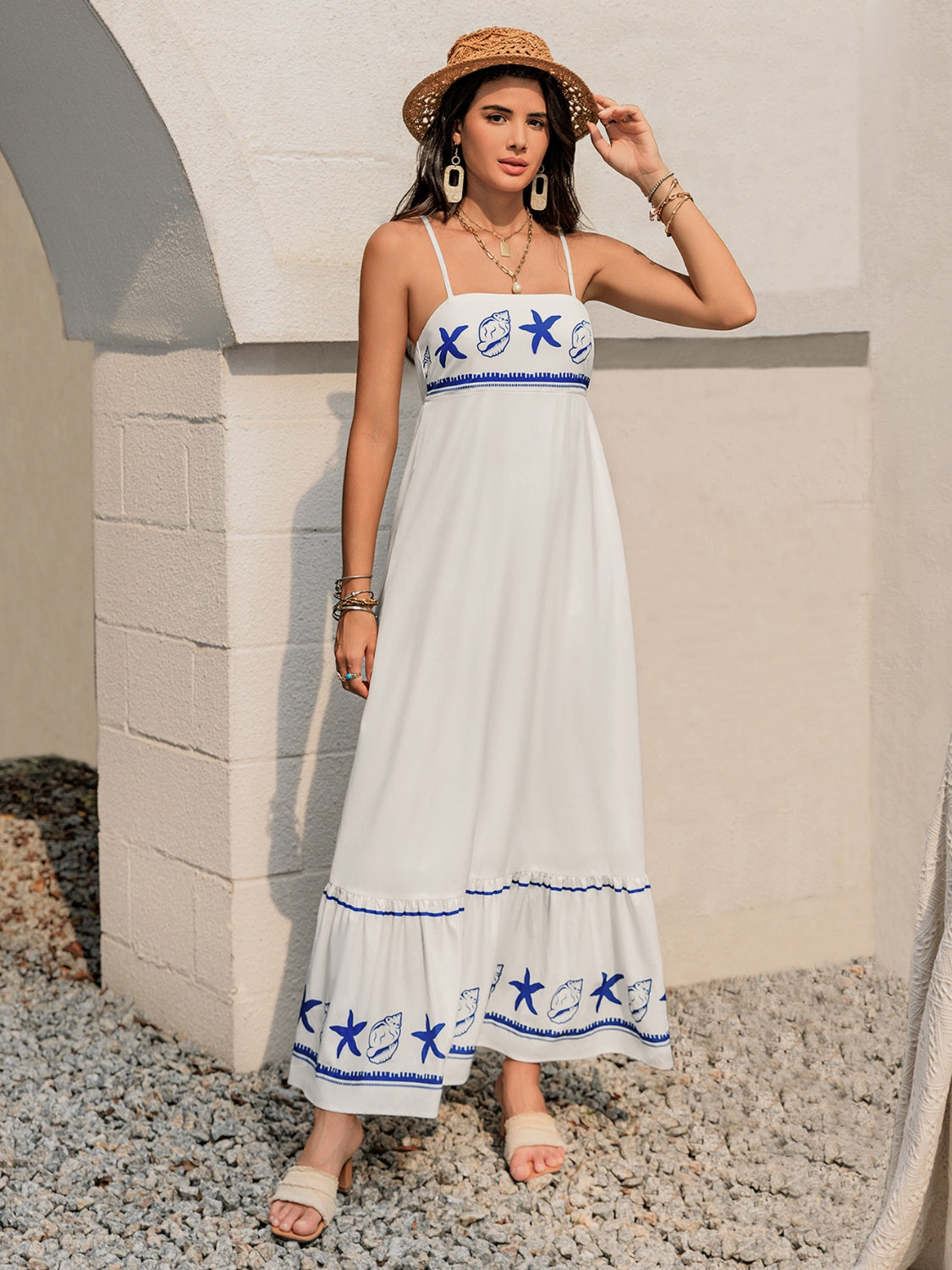 Buy Printed Square Neck Maxi Cami Dress by Faz