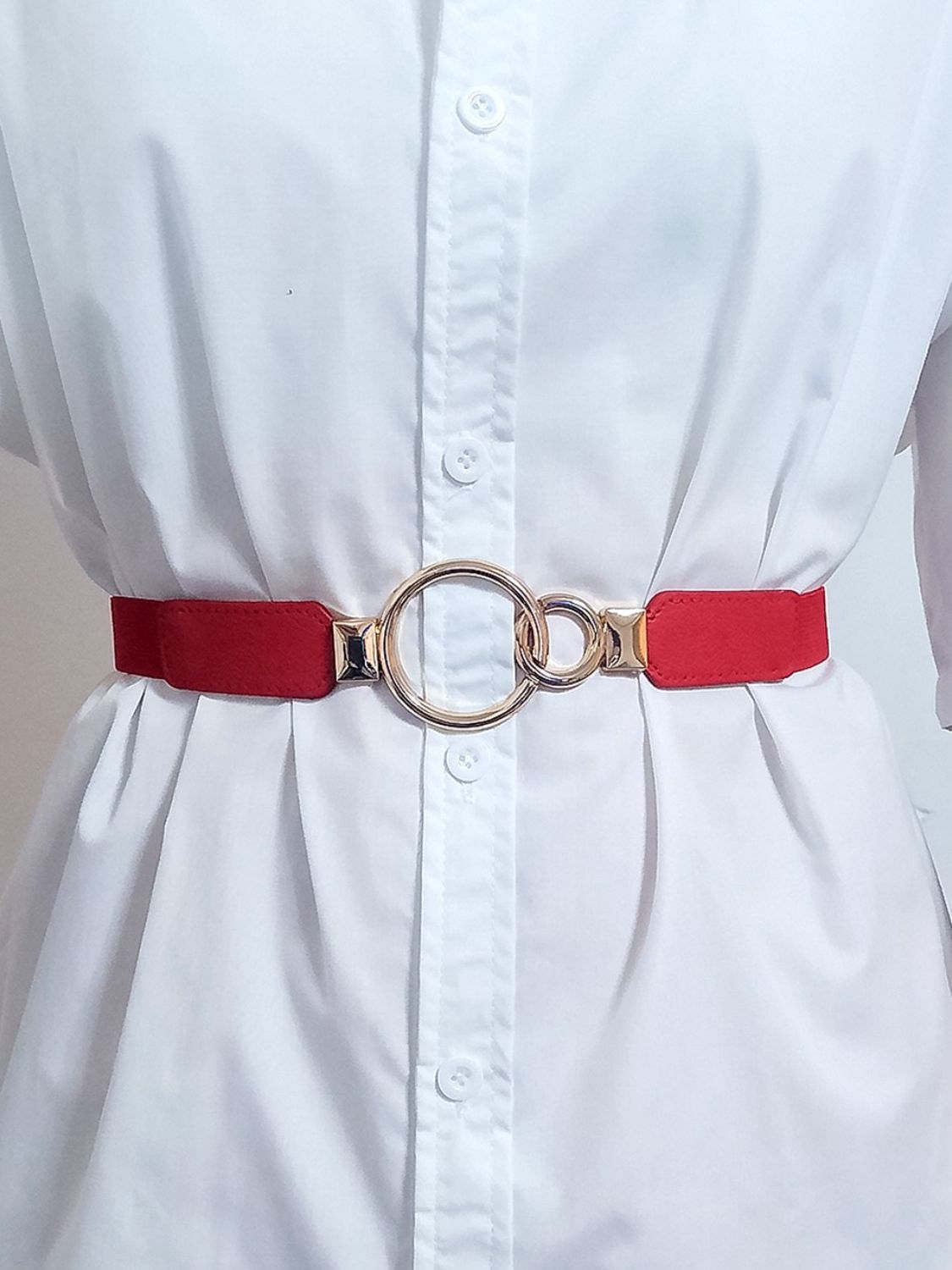 Buy Double Ring Buckle Elastic PU Belt by Faz