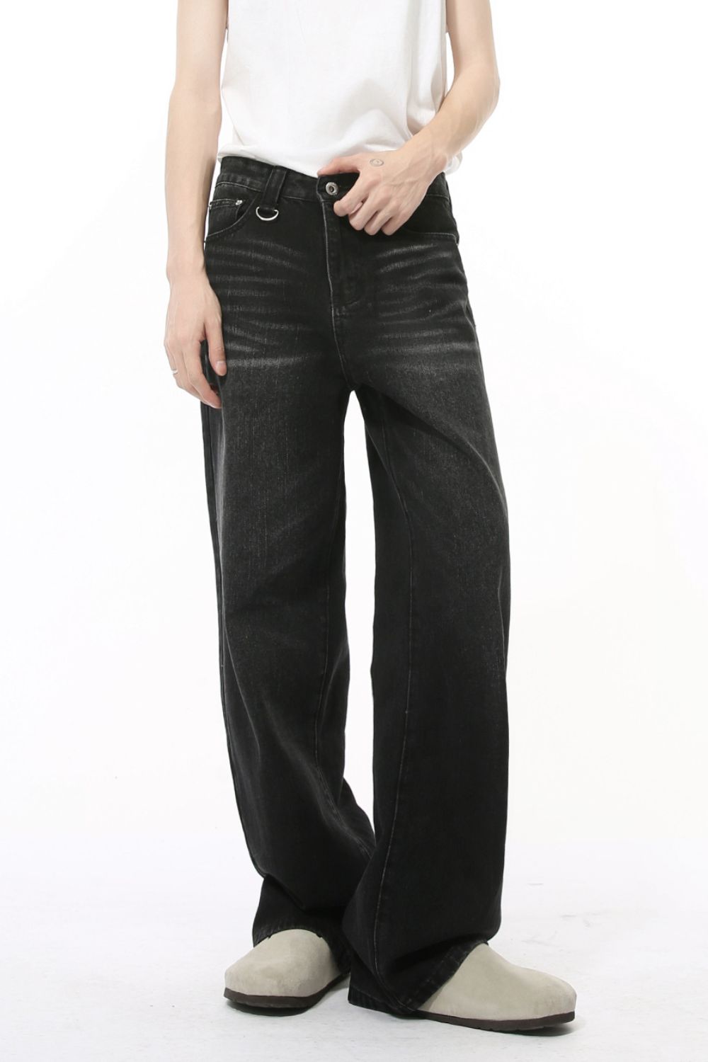 Buy Wide Straight Jeans with Pockets by Faz