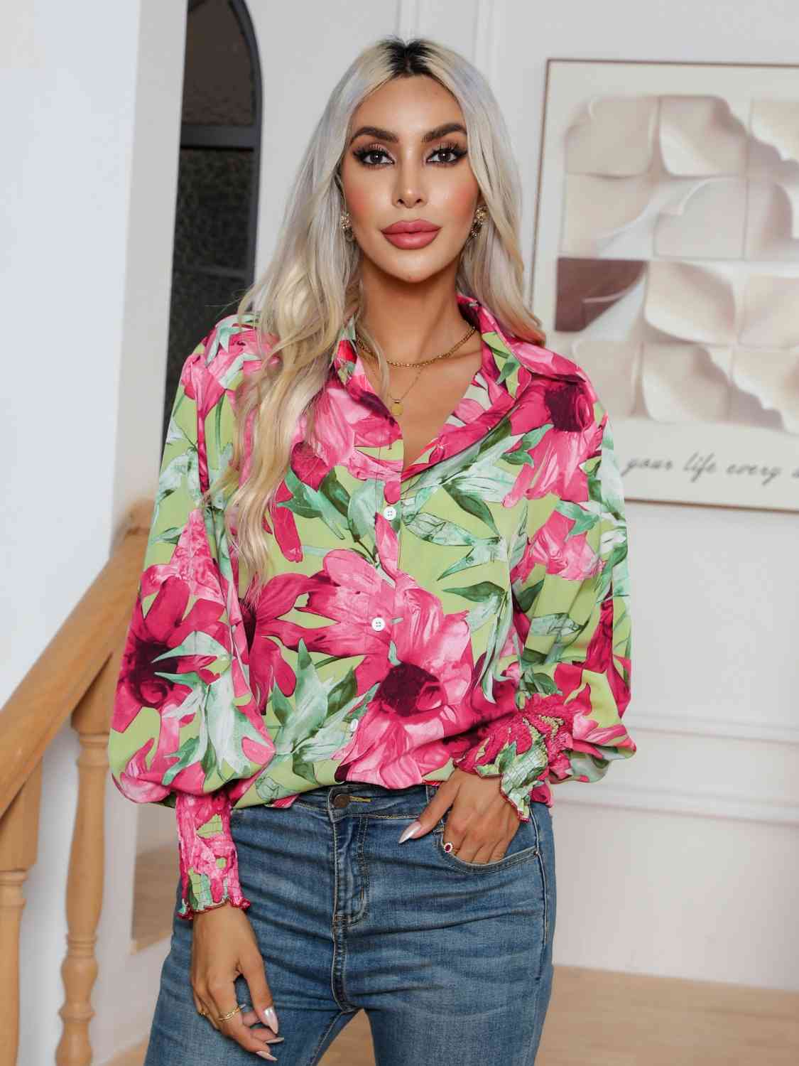 Buy Floral Collared Neck Buttoned Shirt by B&S