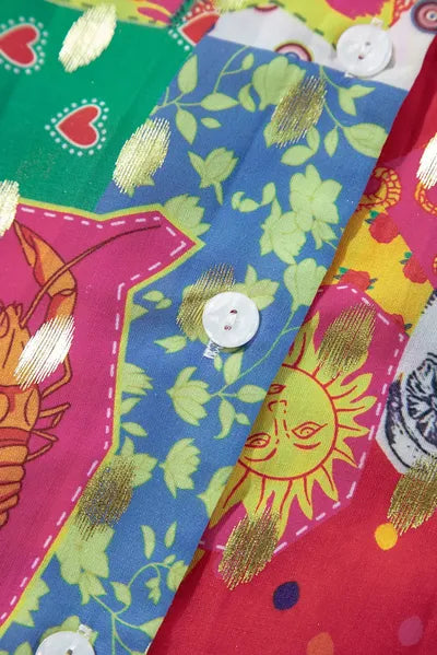 Buy Printed Collared Neck Long Sleeve Shirt by SYNZ