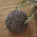 Traditional Batik Decorative Round Pillow Cover 16" - In Dark Navy