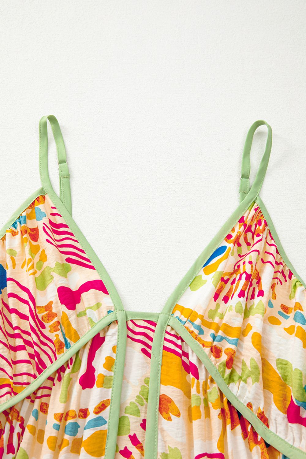 Buy Abstract Print Spaghetti Strap Piping Detail Maxi Dress by Faz