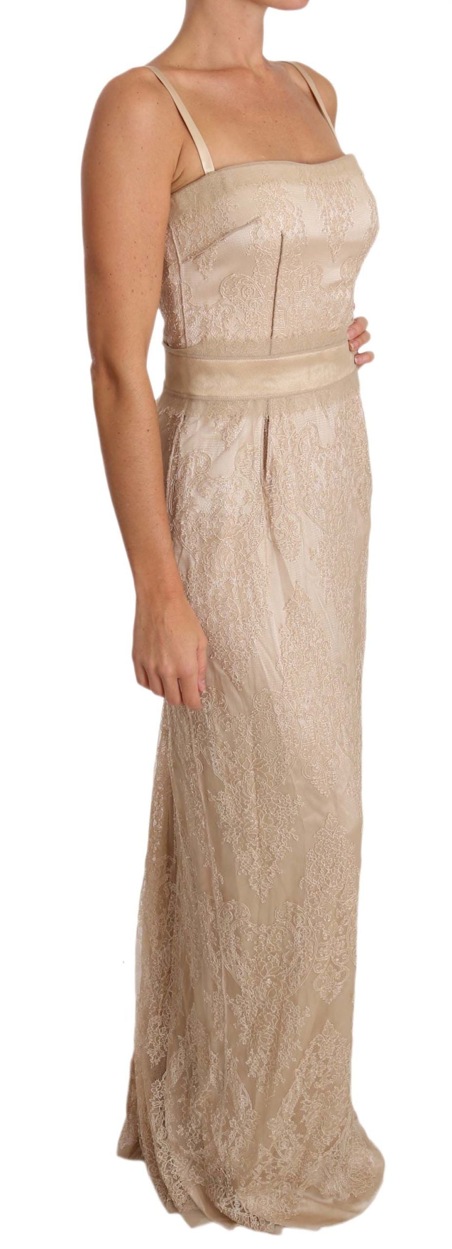 Buy Elegant Beige Sheath Floor-Length Dress by Dolce & Gabbana