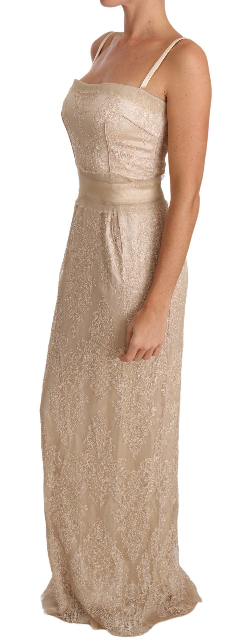 Buy Elegant Beige Sheath Floor-Length Dress by Dolce & Gabbana