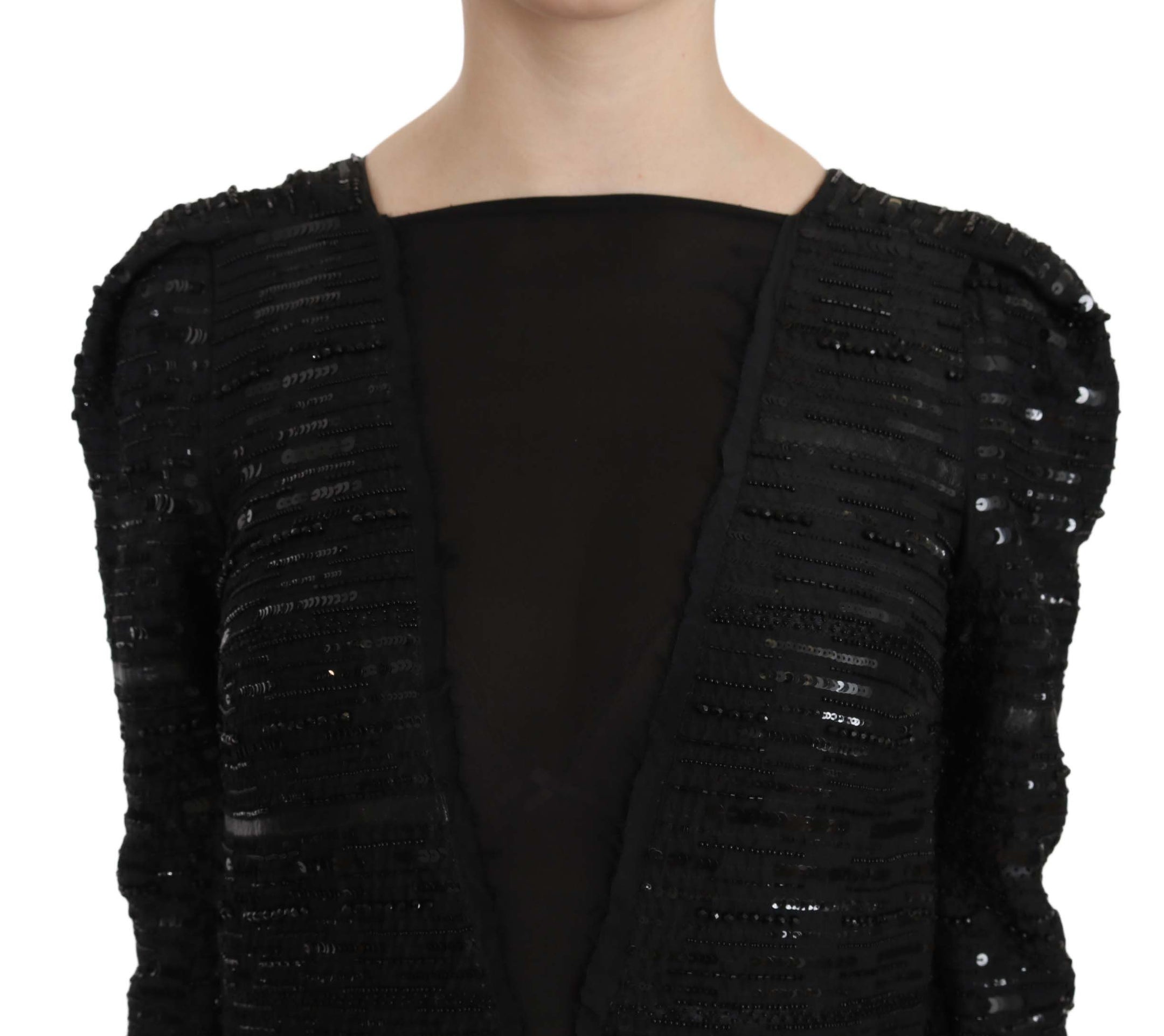 Buy Black Silk Sheath Maxi Dress with Sequins by John Richmond