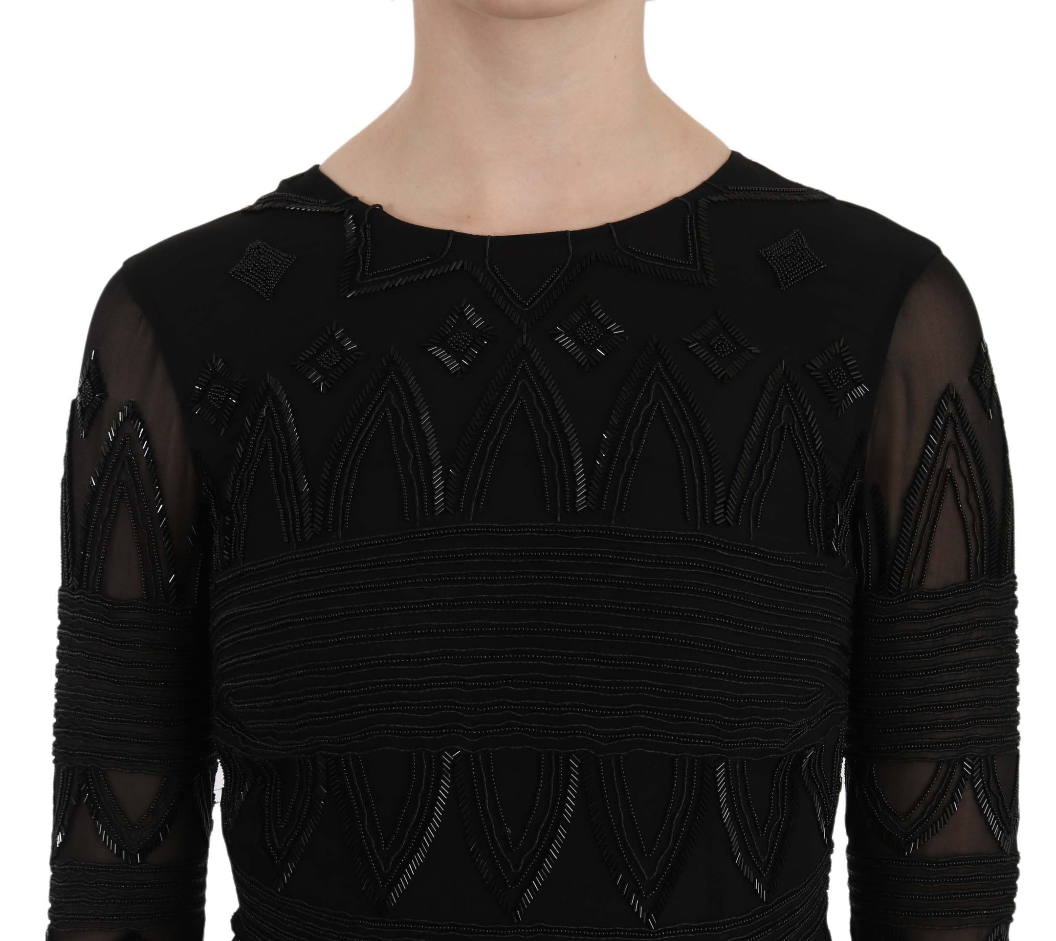 Buy Elegant Black Silk Mini Dress with Sequins by John Richmond