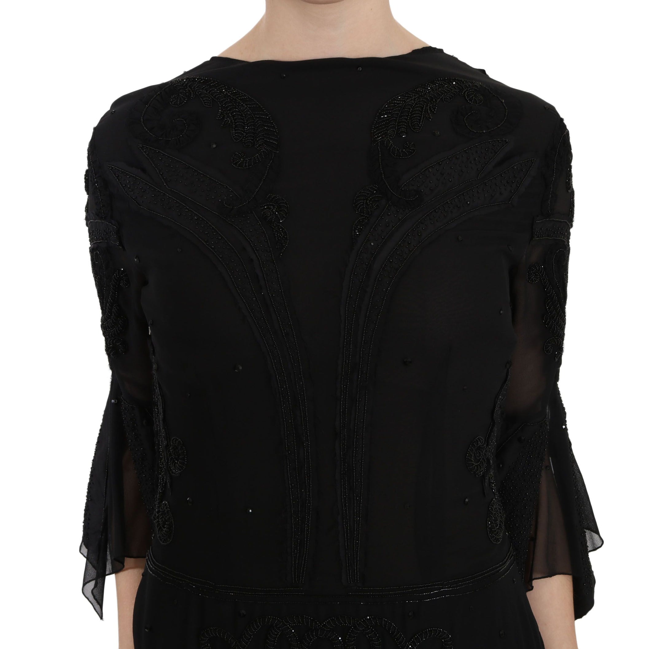 Buy Elegant Black Sequined Silk Mini Dress by John Richmond