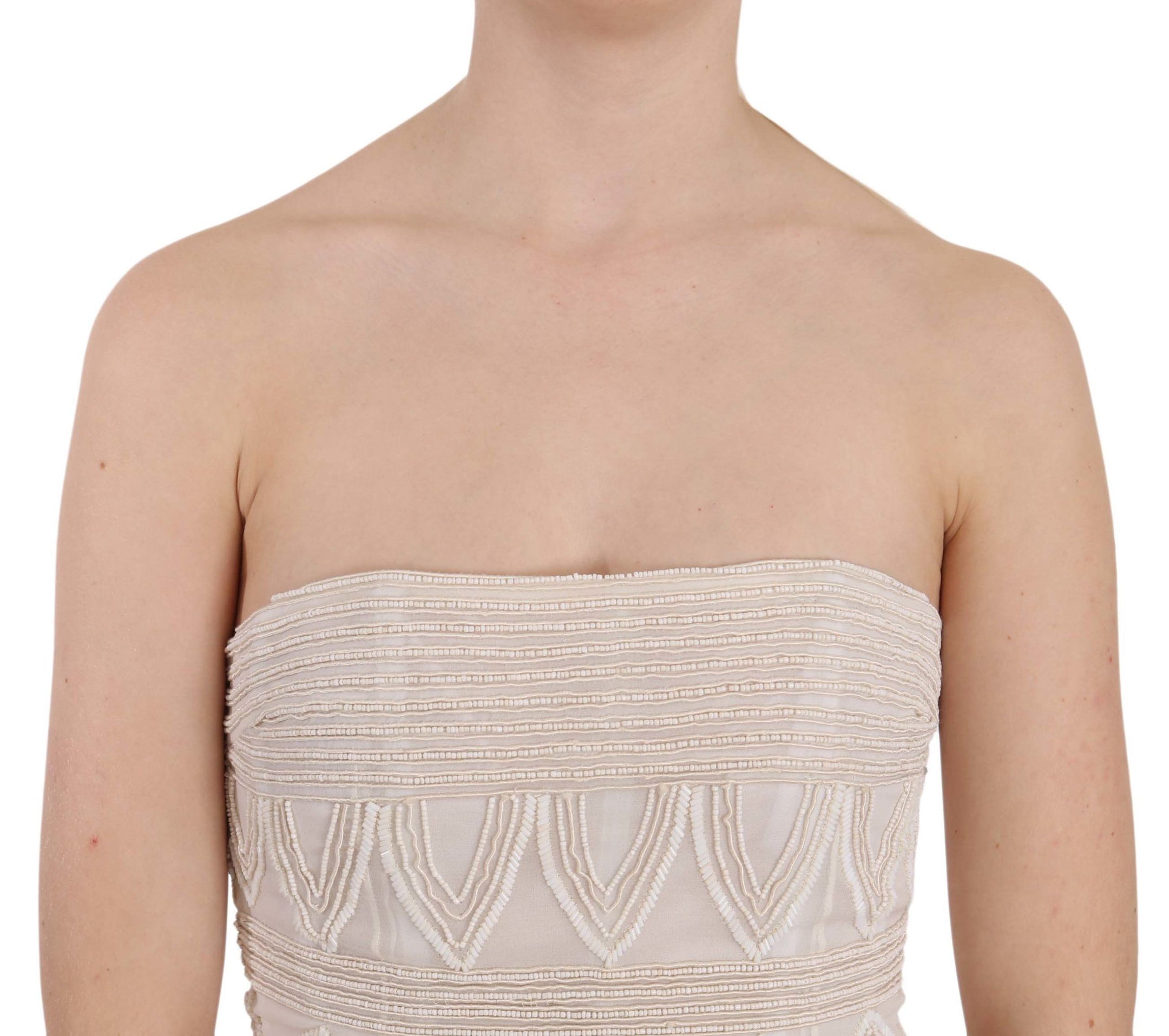 Buy Chic Beige Embellished Silk Mini Dress by John Richmond