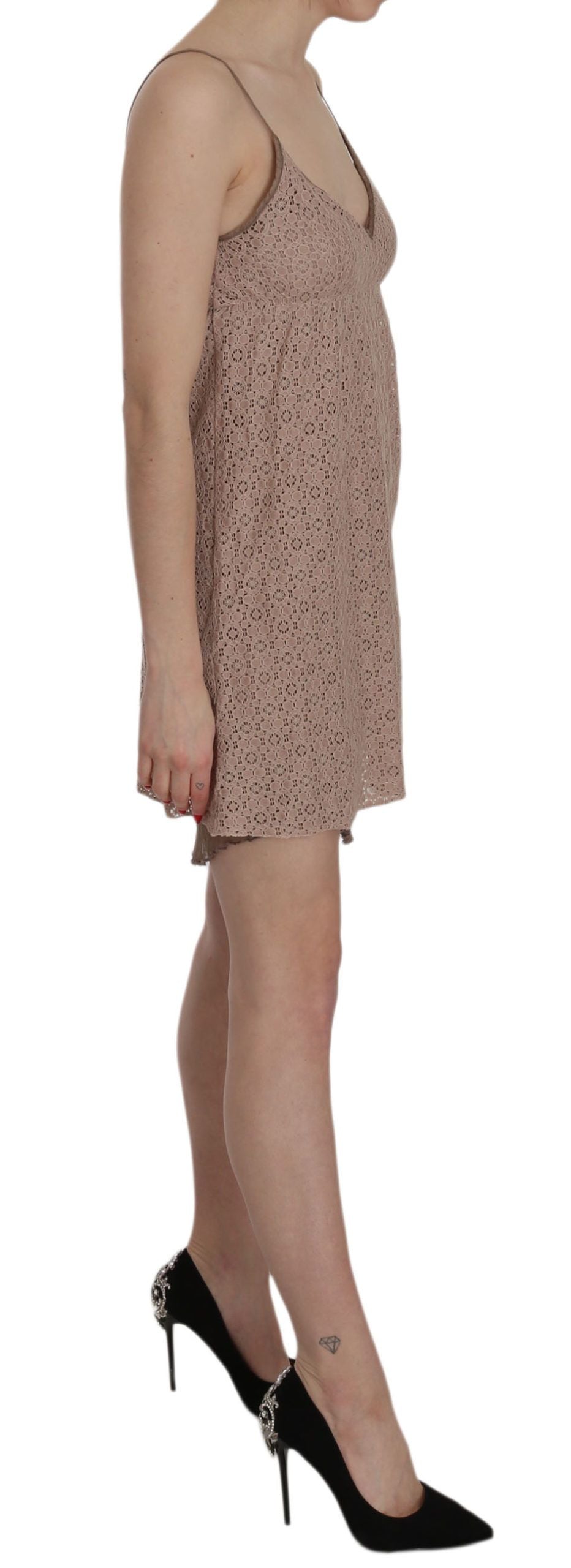 Buy Beige A-Line Spaghetti Strap Mini Dress by PINK MEMORIES