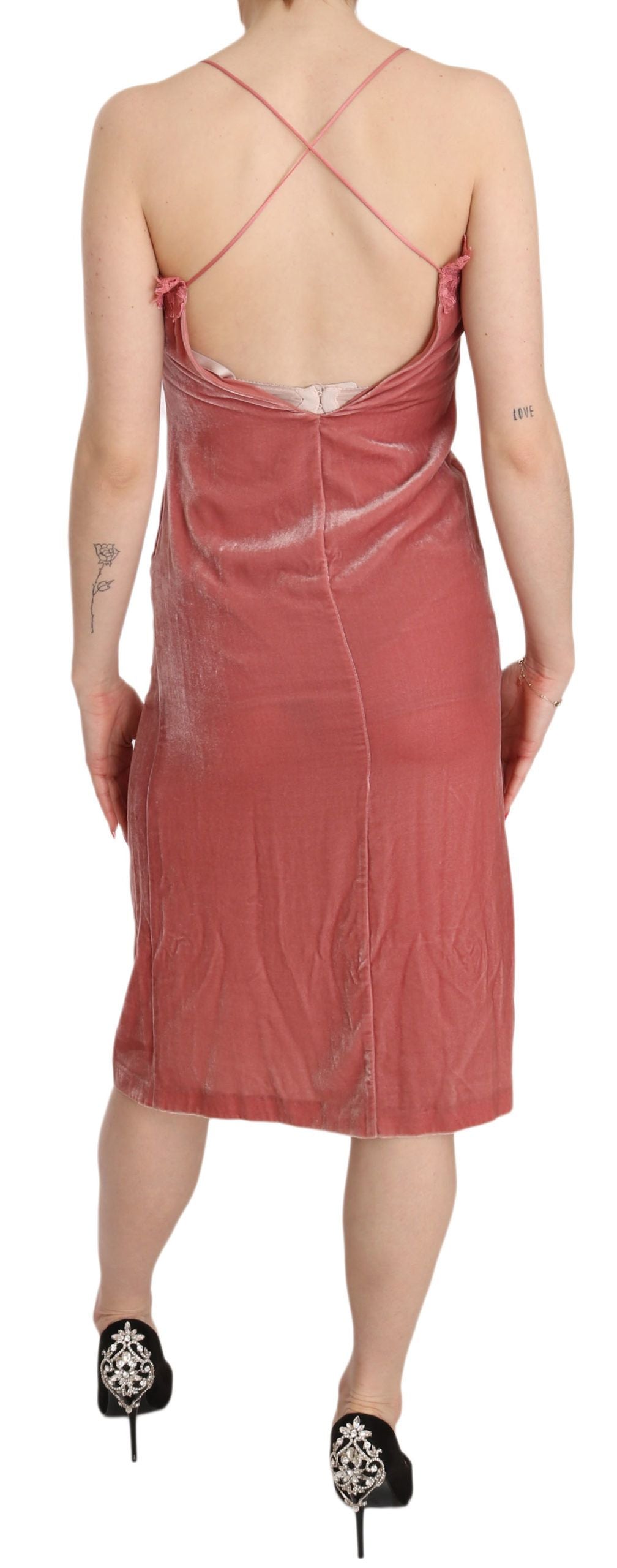 Buy Pink Lace Silk-Blend Midi Dress with Side Slit by PINKO