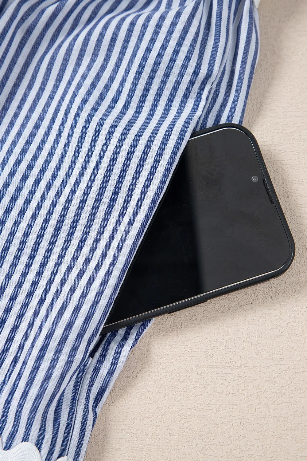 Buy Stripe Sleeveless Notched Ric Rac Mini Dress by Faz