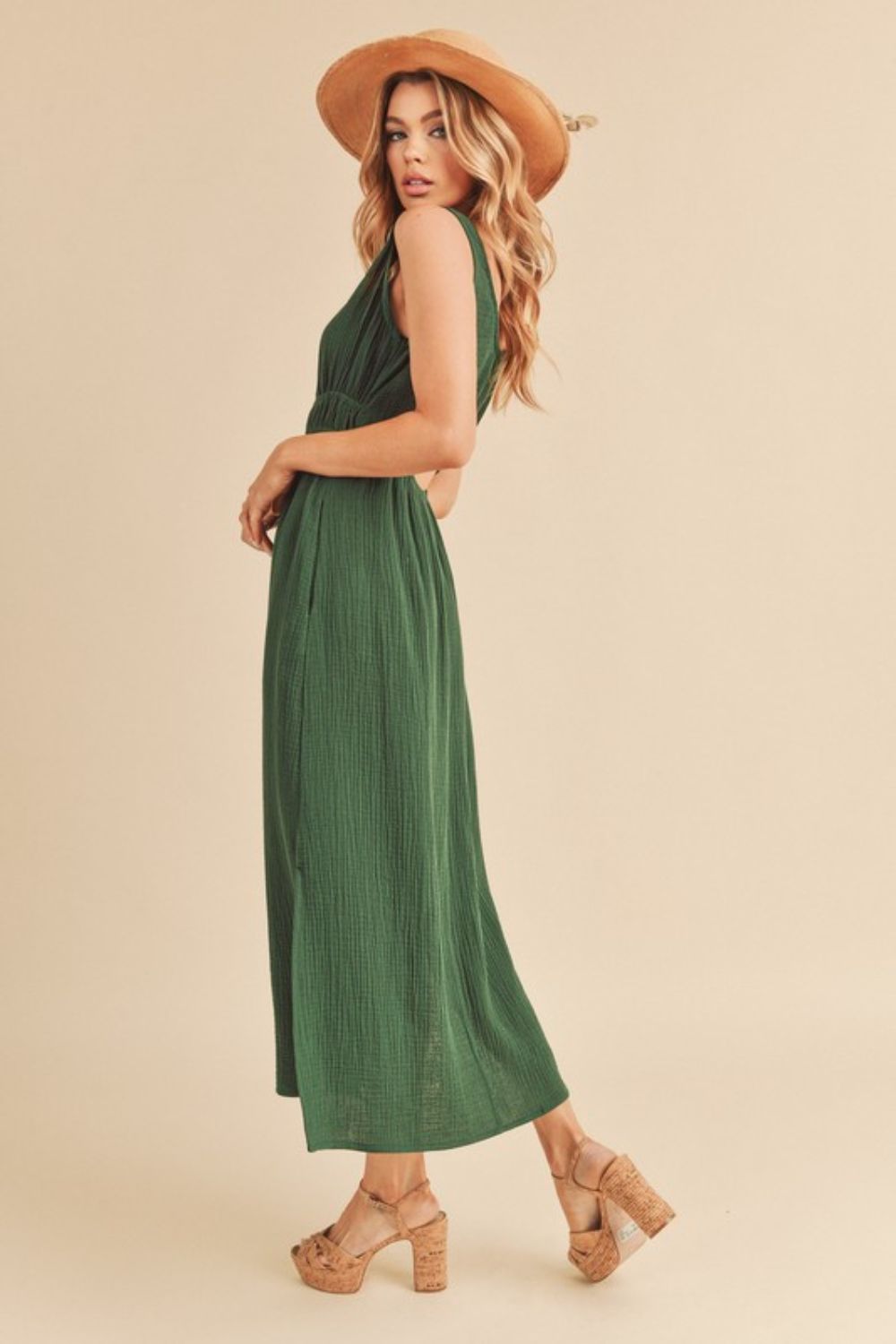 Buy Side Slit Round Neck Sleeveless Tank Dress by Faz