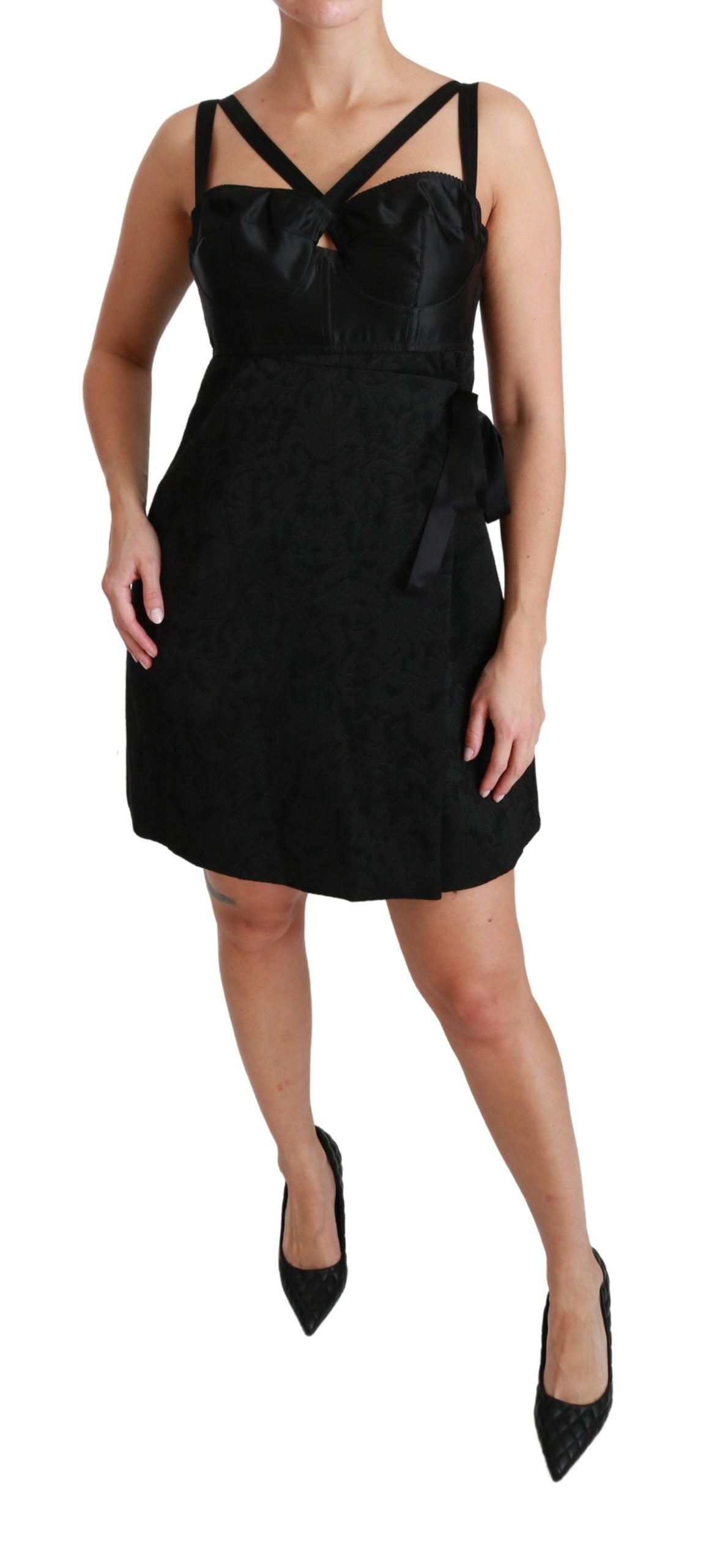 Buy Elegant Black Jacquard Sheath Dress by Dolce & Gabbana