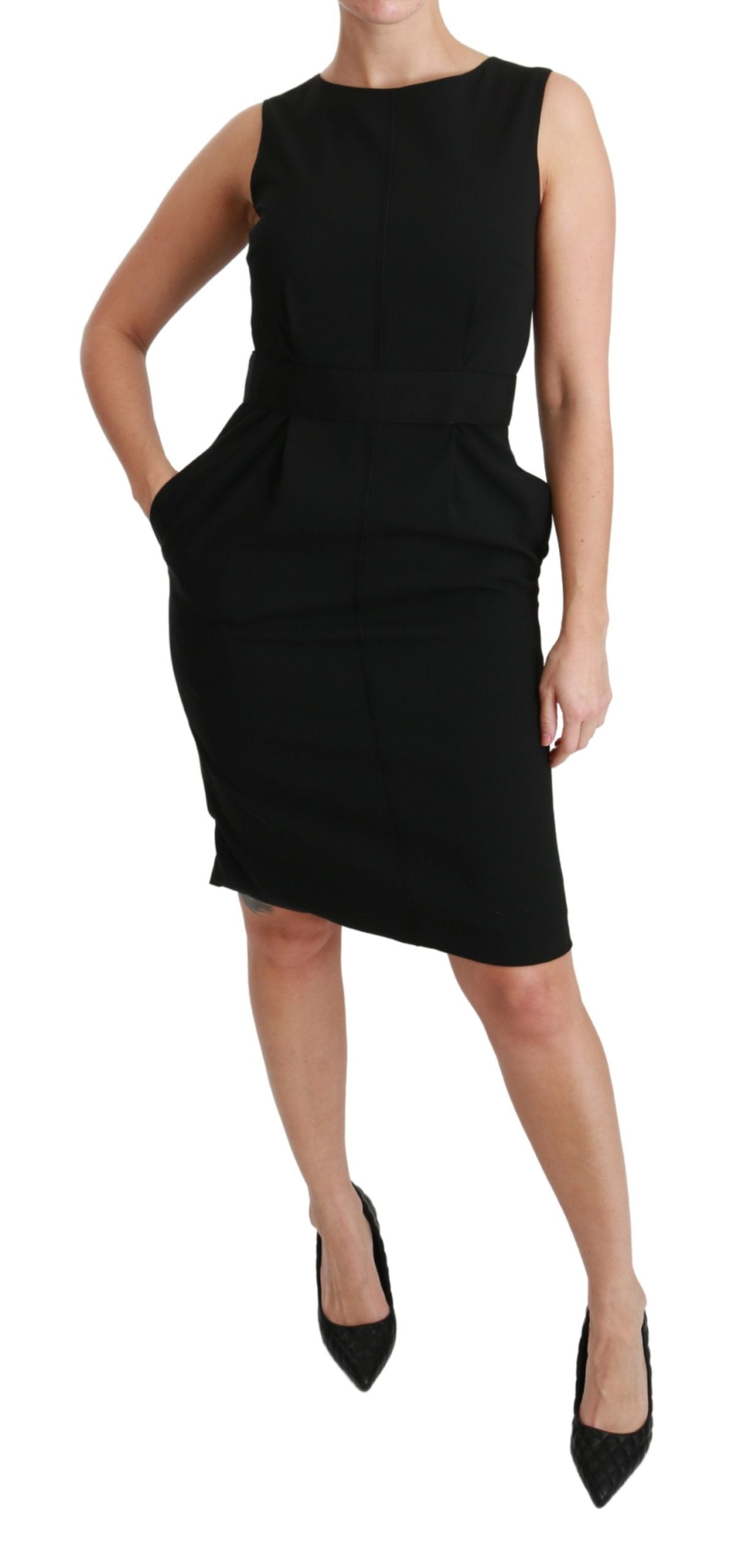 Buy Elegant Knee-Length Sheath Dress in Black by Dolce & Gabbana