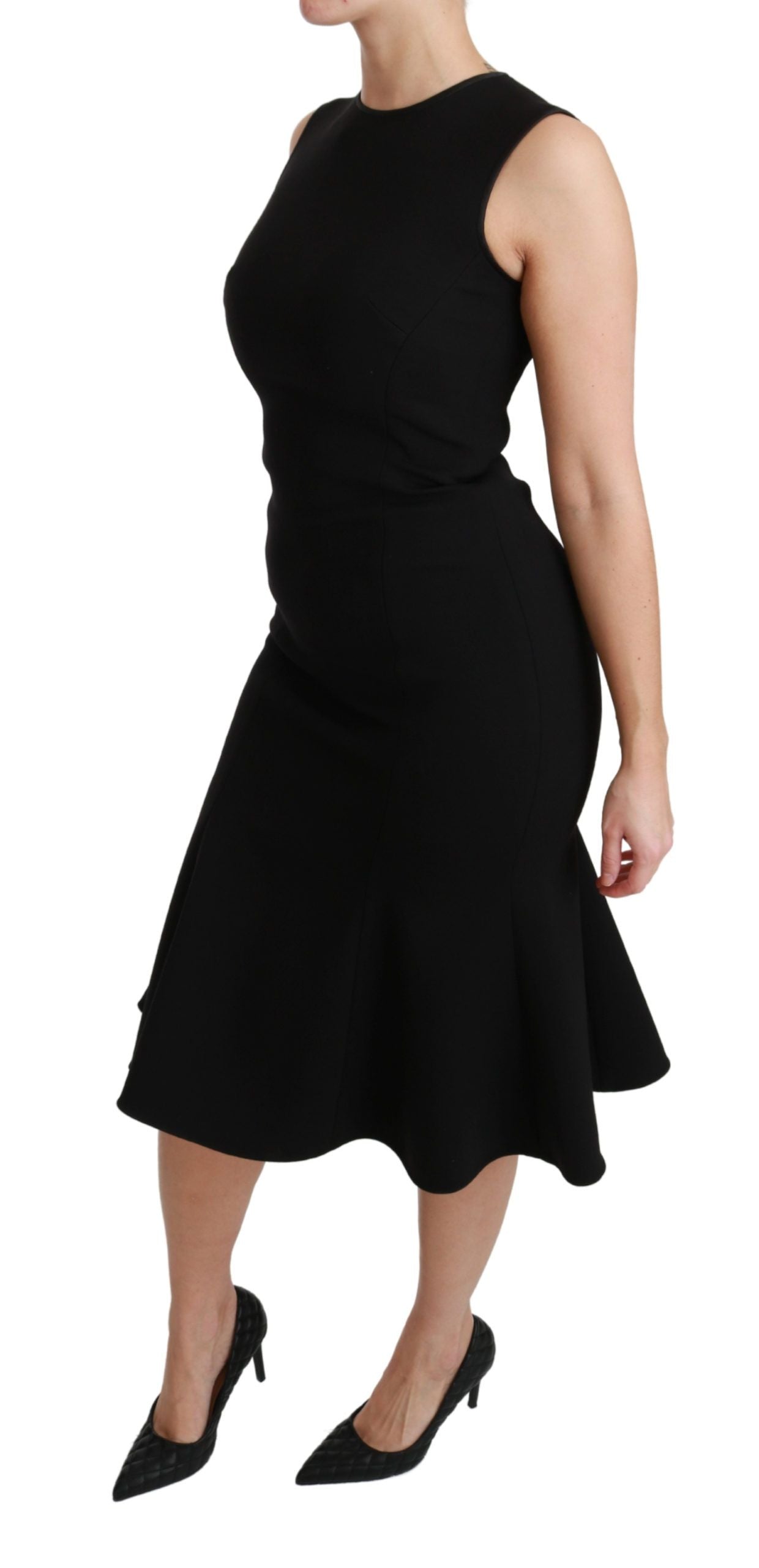 Buy Elegant Black Fit Flare Wool Blend Dress by Dolce & Gabbana