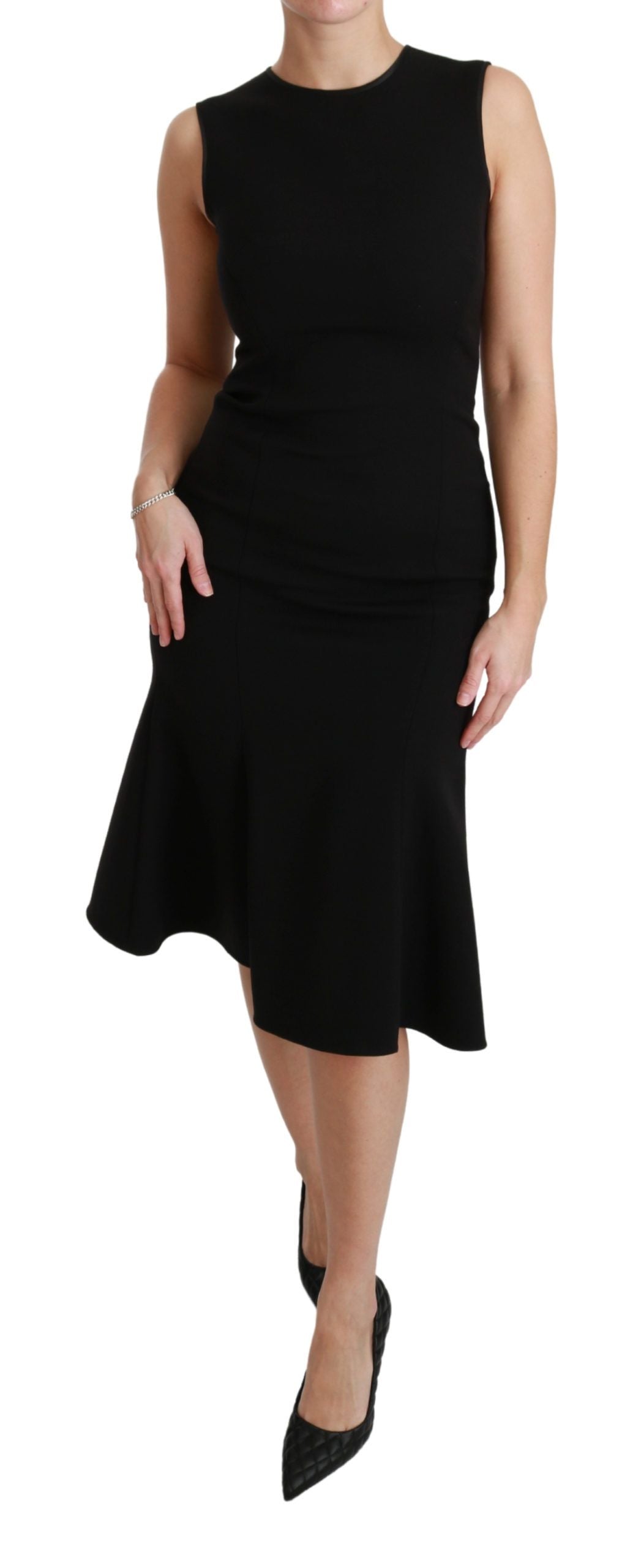 Buy Elegant Black Fit Flare Wool Blend Dress by Dolce & Gabbana