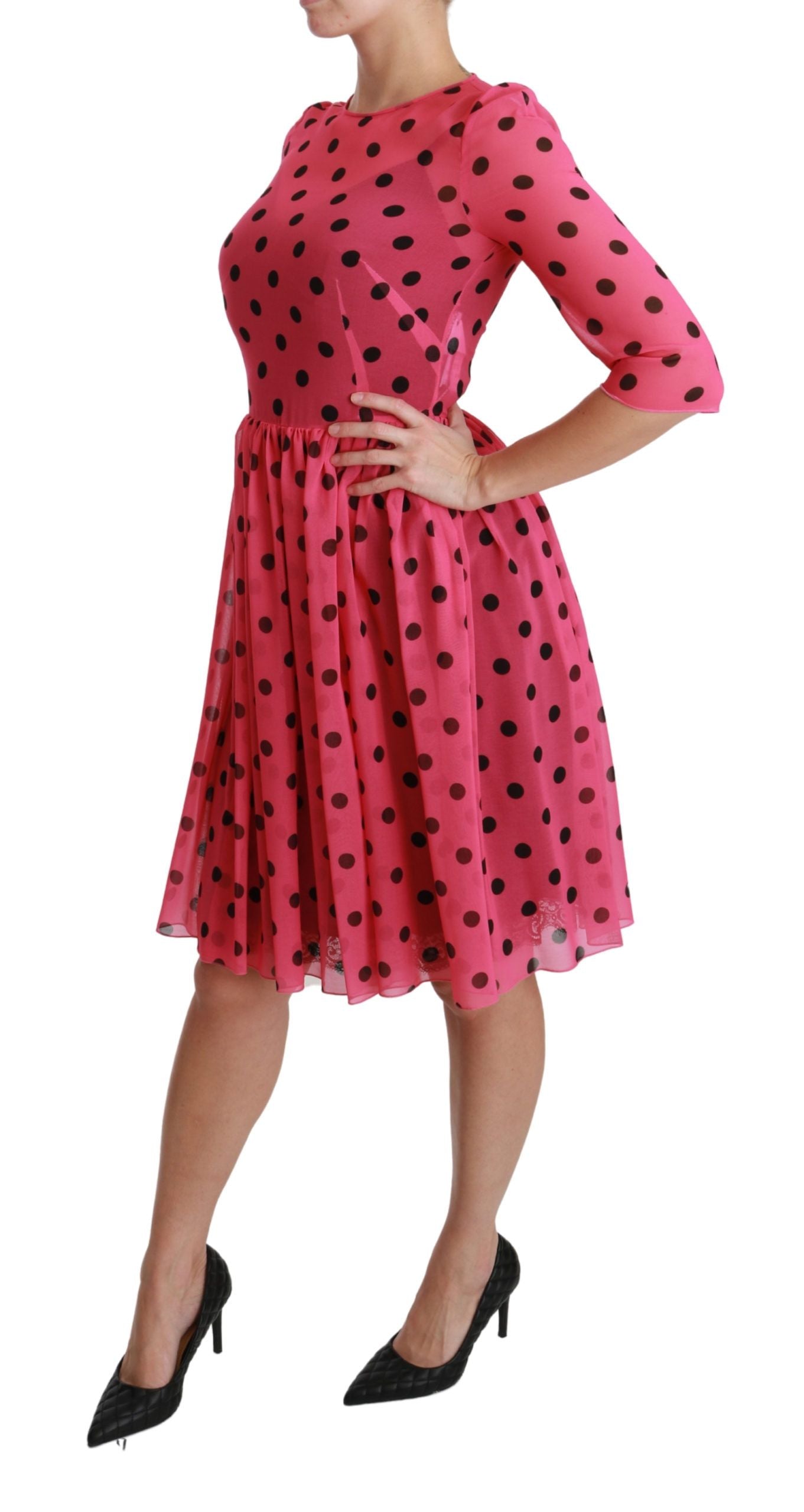 Buy Elegant Polka Dot A-Line Knee Length Dress by Dolce & Gabbana