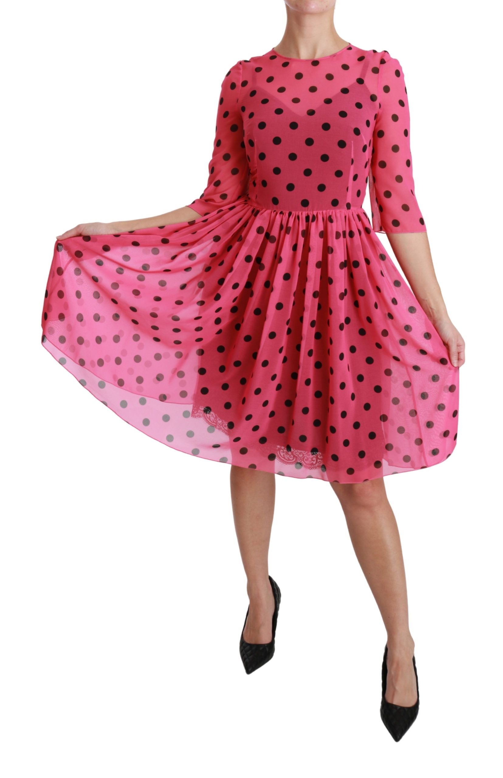 Buy Elegant Polka Dot A-Line Knee Length Dress by Dolce & Gabbana