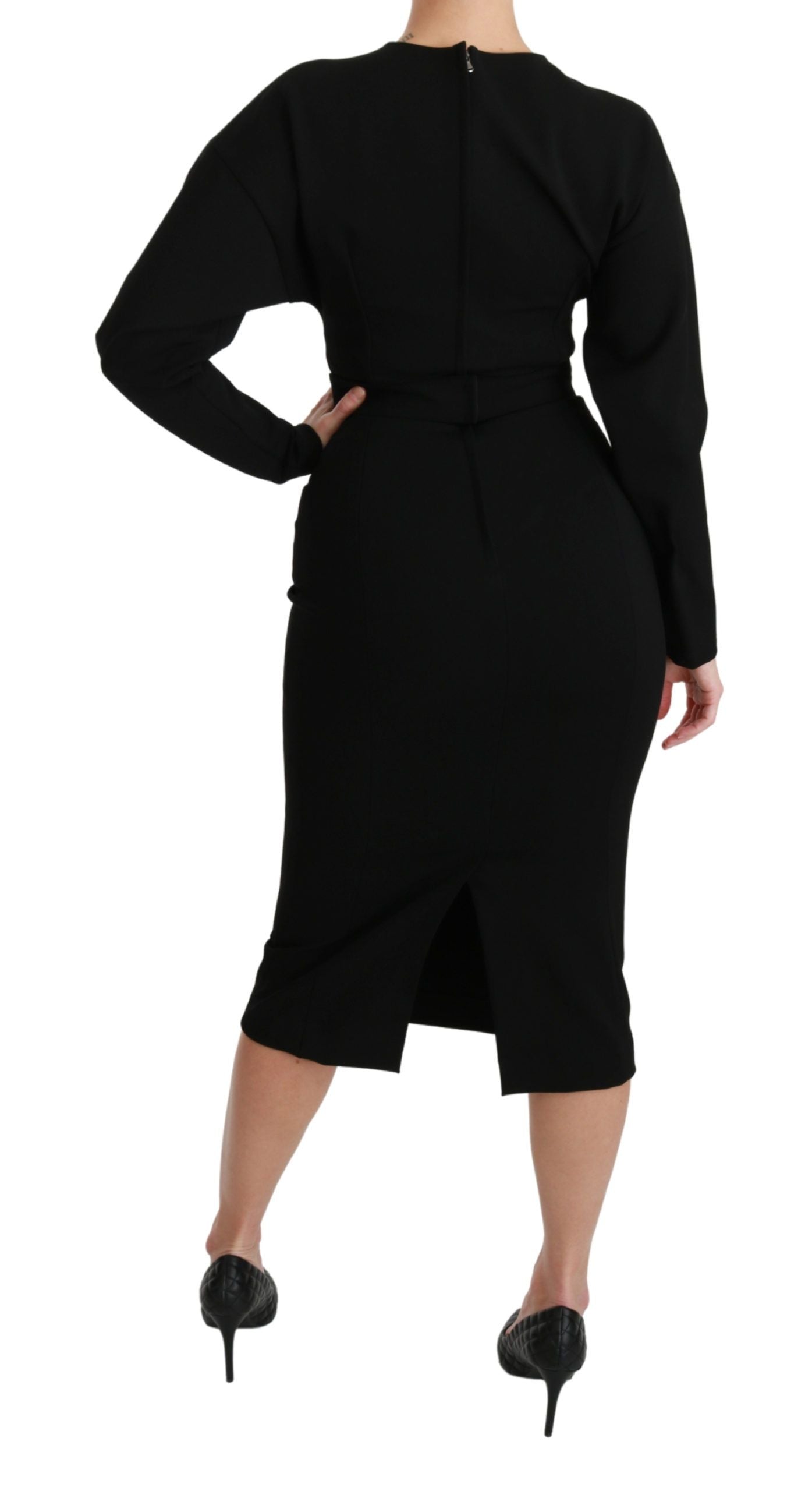 Buy Elegant Black Bodycon Sheath Midi Dress by Dolce & Gabbana