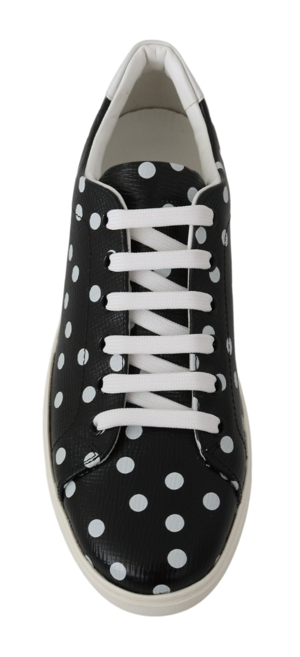 Buy Black Polka Dotted Leather Sneakers by Dolce & Gabbana