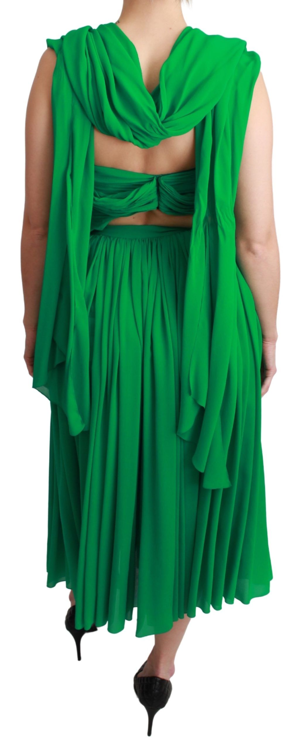 Buy Elegant Sleeveless Pleated Silk Maxi Dress by Dolce & Gabbana