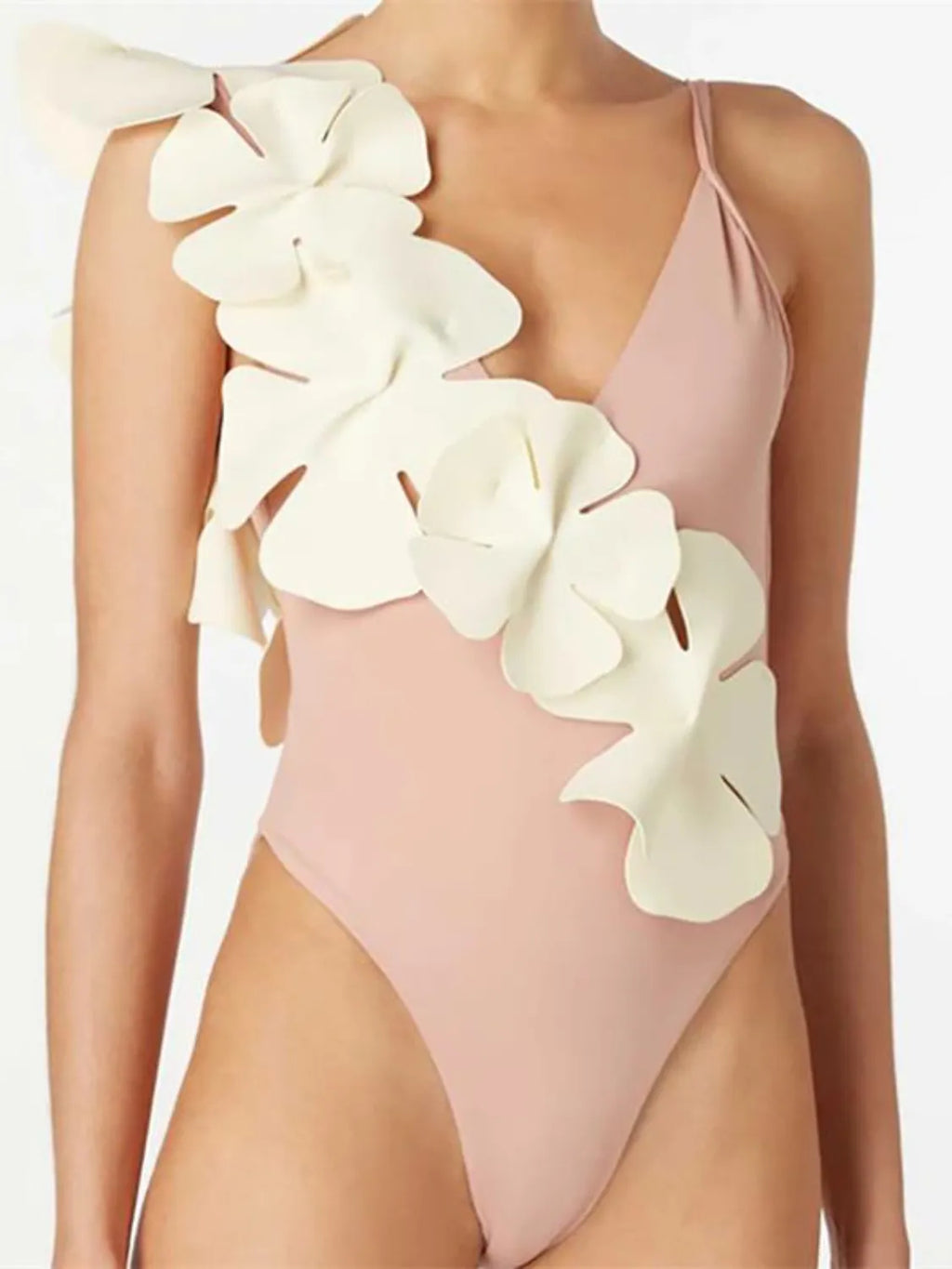 Buy Contrast Flower Spaghetti Strap One-Piece Swimwear by Faz